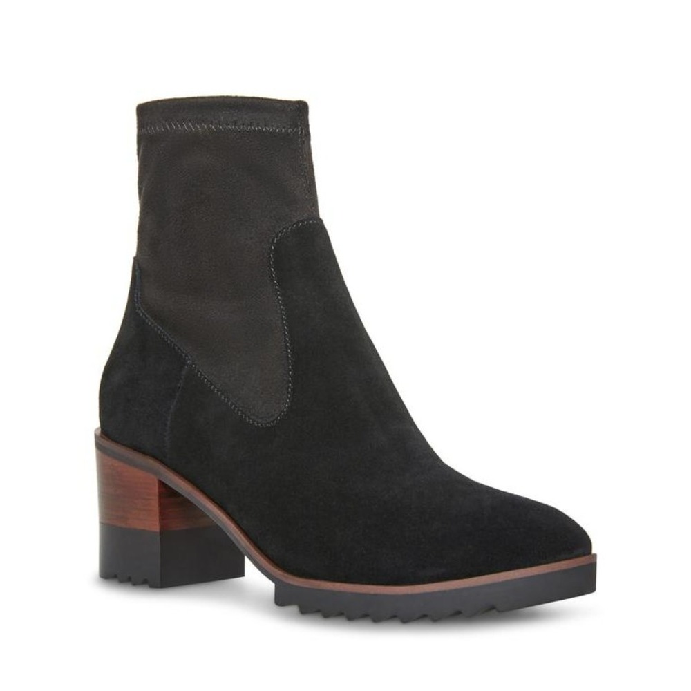 New $160 Blondo Rosalyn Waterproof Boots Black Suede Chunky Heel Womens 7 Zip